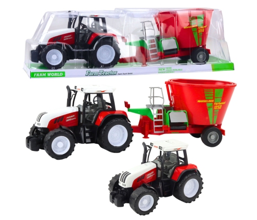 Agricultural Farm Tractor With Trailer Feed Mixer Red 60cm