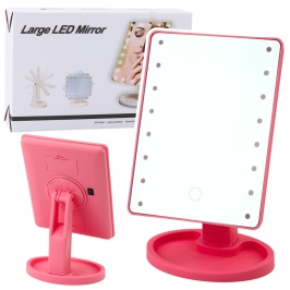 Cosmetic Mirror 16 LED Diodes With Stand Adjustable Pink Cosmetic Mirror 16 LED Diodes With Stand Adjustable Pink