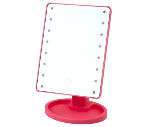 Cosmetic Mirror 16 LED Diodes With Stand Adjustable Pink