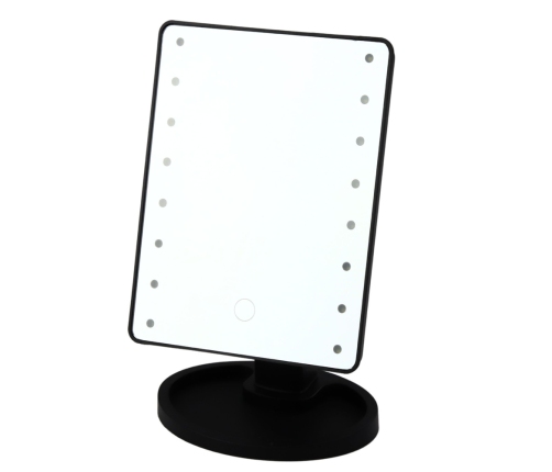 Cosmetic Mirror 16 LED Diodes With Stand Adjustable Black