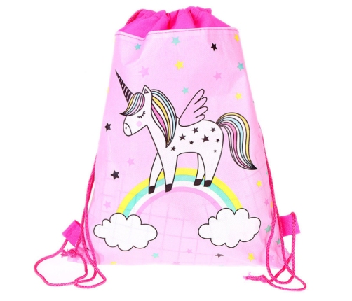 School Shoe Bag Unicorn Rainbow Gymnastics Suit Pink 35x27cm
