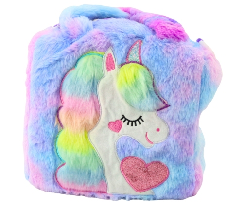 Plush Children's Bag with Unicorn Adjustable Shoulder Colorful 24x9cm
