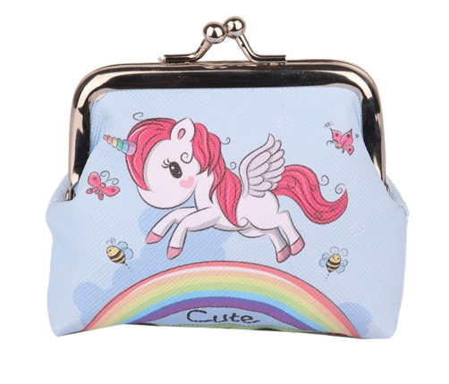 Kindergeldbörse Einhorn Regenbogen Blau Metallverschluss 10x9cm