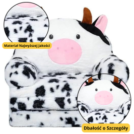 Cow 3 Level Reclining Chair for Children Black and White 50x50cm