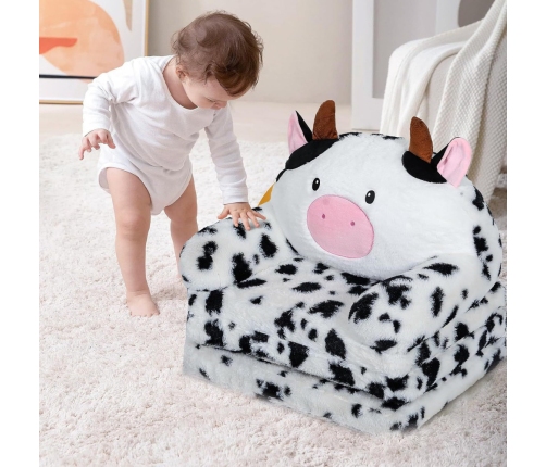 Cow 3 Level Reclining Chair for Children Black and White 50x50cm
