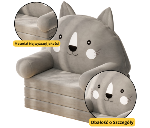 Reclining Chair For Children Cat 3 Levels Gray  56x50cm