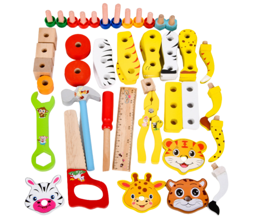 Wooden Craft Kit Animals To Assemble In A Suitcase 59pcs