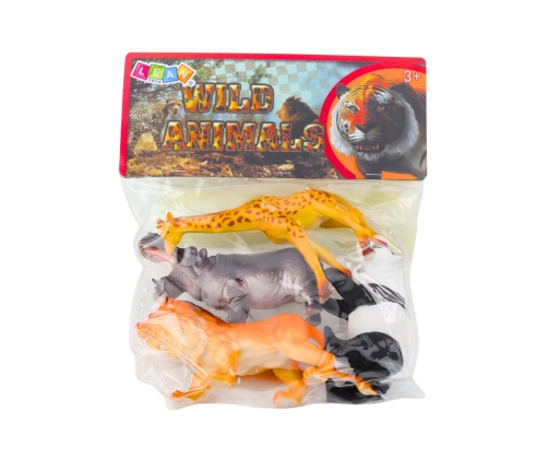 Set of Wild Animals Safari Figures Panda Giraffe Lion Hippo 4 pcs.