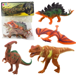 Set of Dinosaur Figures T-Rex Pteranodon Stegosaurus Parasaurolophus 4pcs