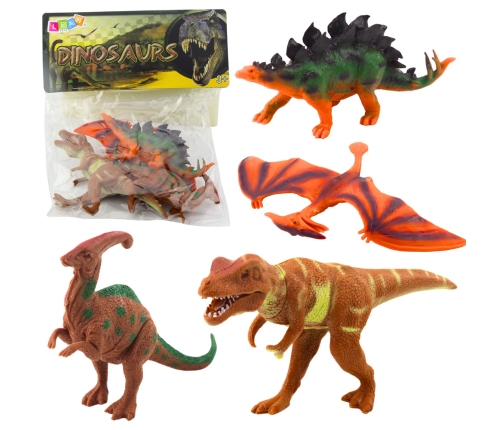 Set of Dinosaur Figures T-Rex Pteranodon Stegosaurus Parasaurolophus 4pcs