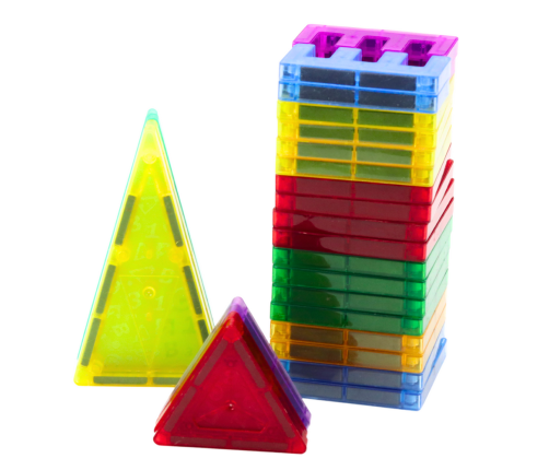 Set of Magnetic Blocks in a Suitcase, Colorful, 57 Pieces