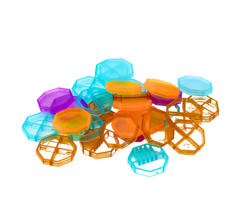 Set of Magnetic Blocks in a Suitcase, Colorful, 57 Pieces