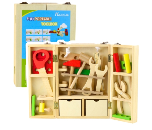 Little Handyman's Set Wooden Tool Box 35 pcs.