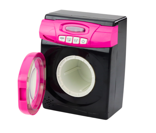 Set of household appliances Interactive washing machine Sounds Accessories Black and Pink