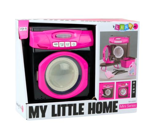 Set of household appliances Interactive washing machine Sounds Accessories Black and Pink
