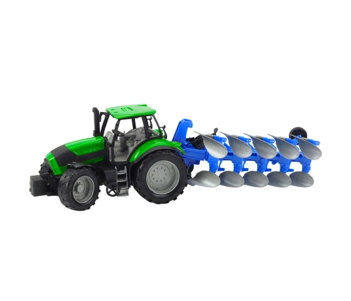 Agricultural Farm Tractor With Plow Drive Green