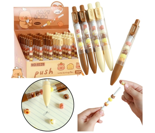 Capybara Figurine Ballpoint Pen Brown Beige Black Refill