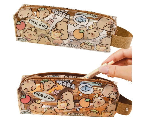 Small School Pencil Case Kit Capybara Transparent 19cm