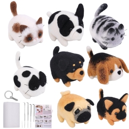 DIY Felting Kit - Brown and White Kitten