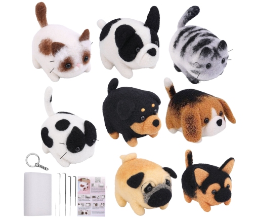 DIY Felting Kit - Brown and White Kitten