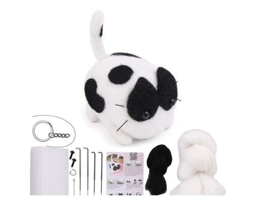 DIY Felting Kit - Brown and White Kitten