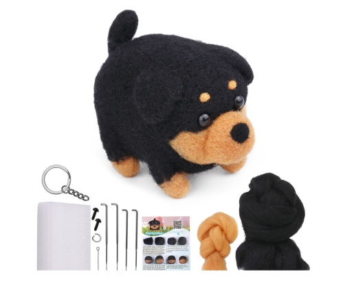 DIY Felting Kit - Brown and White Kitten