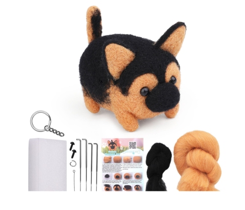 DIY Felting Kit - Brown and White Kitten