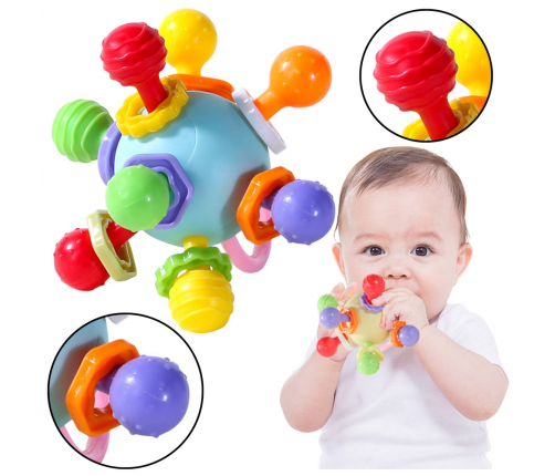 Teether Sensory Toy With Rattle For Babies Colorful