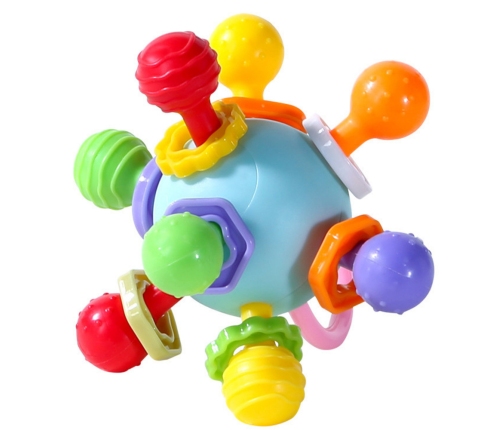 Teether Sensory Toy With Rattle For Babies Colorful