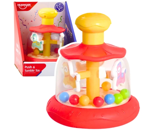 Interactive Spinning Top Carousel with Balls for Toddlers Red