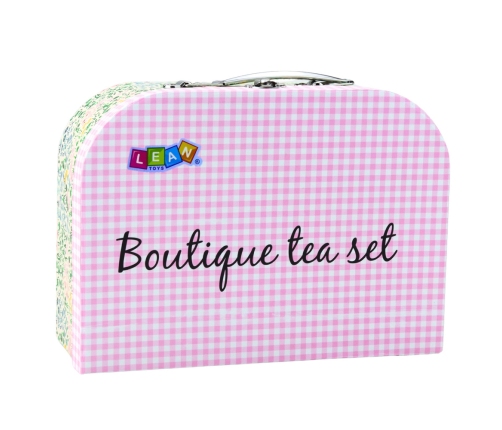 Tea Set in a Suitcase Pastel Metal Tableware 15 pcs