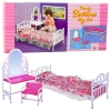 Doll Furniture Set Bed Dressing Table Chair Bedding Floral