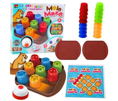 2in1 Mole Maze Skill Game Fast Cups Tic Tac Toe