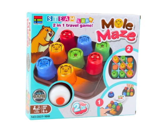 2in1 Mole Maze Skill Game Fast Cups Tic Tac Toe