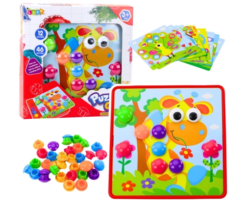Button Mosaic Puzzle Creative Colorful 12 Boards 46 Buttons