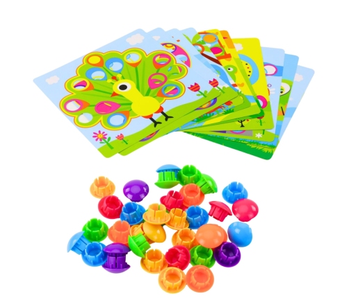 Button Mosaic Puzzle Creative Colorful 12 Boards 46 Buttons