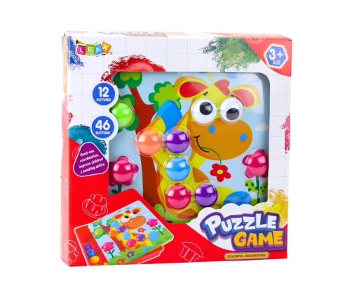 Button Mosaic Puzzle Creative Colorful 12 Boards 46 Buttons