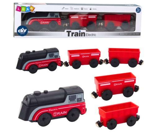 Mini Electric Magnet Train Locomotive 2 Wagons Red