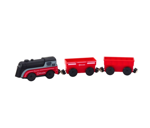 Mini Electric Magnet Train Locomotive 2 Wagons Red