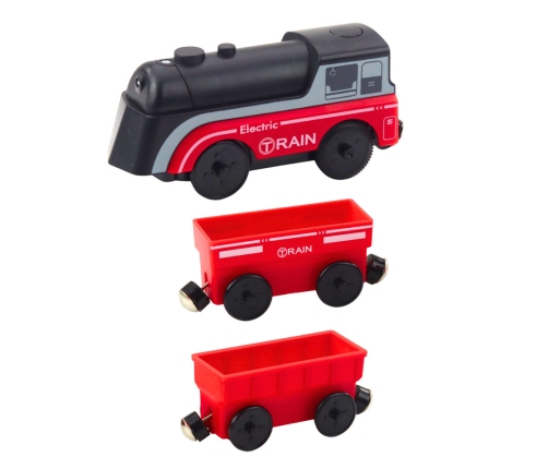 Mini Electric Magnet Train Locomotive 2 Wagons Red