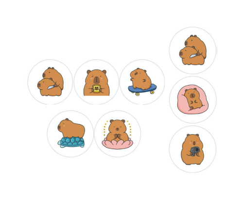 Capybara Stickers Tape Various Patterns 2.5cm 500pcs