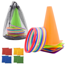 Sports Set For Arcade Games Cones Hoops Bags 29pcs