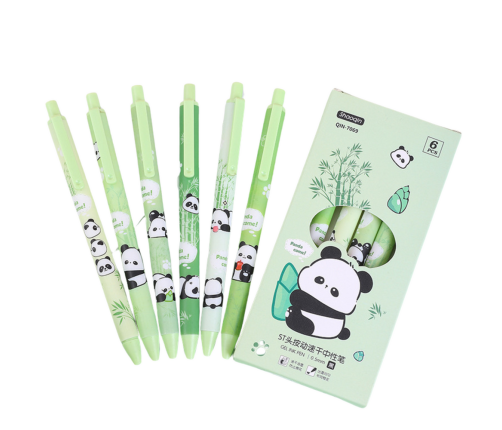 Panda Bamboo Pen Set Green Black Ink 0.5mm 6pcs