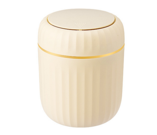 Mini Waste Bin Opening Lid Universal Elegant Beige
