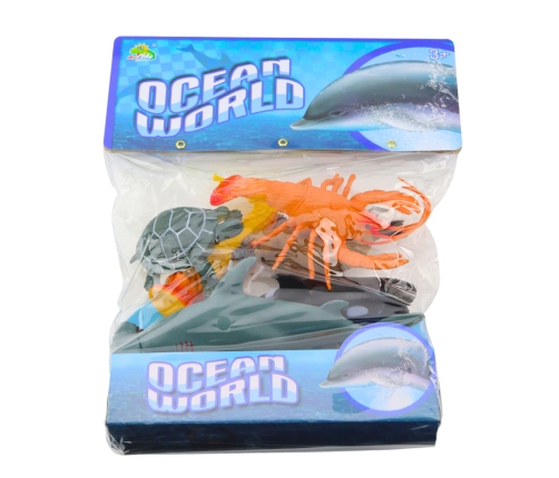 Set of Sea Animals Figurines: Shark, Hammerhead, Killer Whale, Horse, Lobster, Turtle, 6pcs