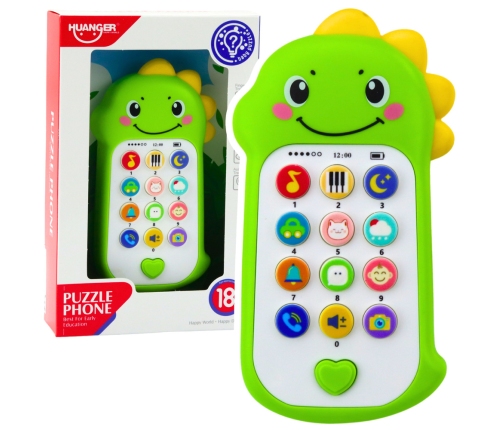 Interactive Educational Phone for Toddlers Sounds Melodies Dinosaur Green