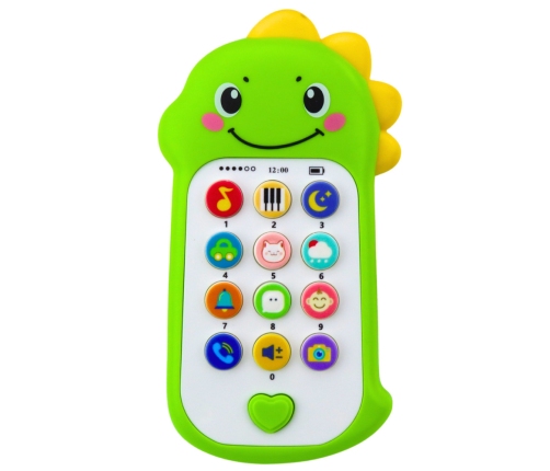 Interactive Educational Phone for Toddlers Sounds Melodies Dinosaur Green