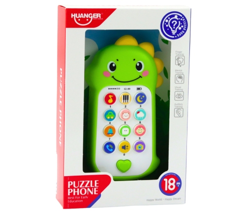 Interactive Educational Phone for Toddlers Sounds Melodies Dinosaur Green
