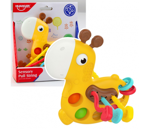 Sensory Toy Giraffe For Pulling Strings Yellow