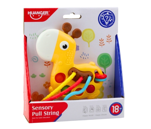 Sensory Toy Giraffe For Pulling Strings Yellow